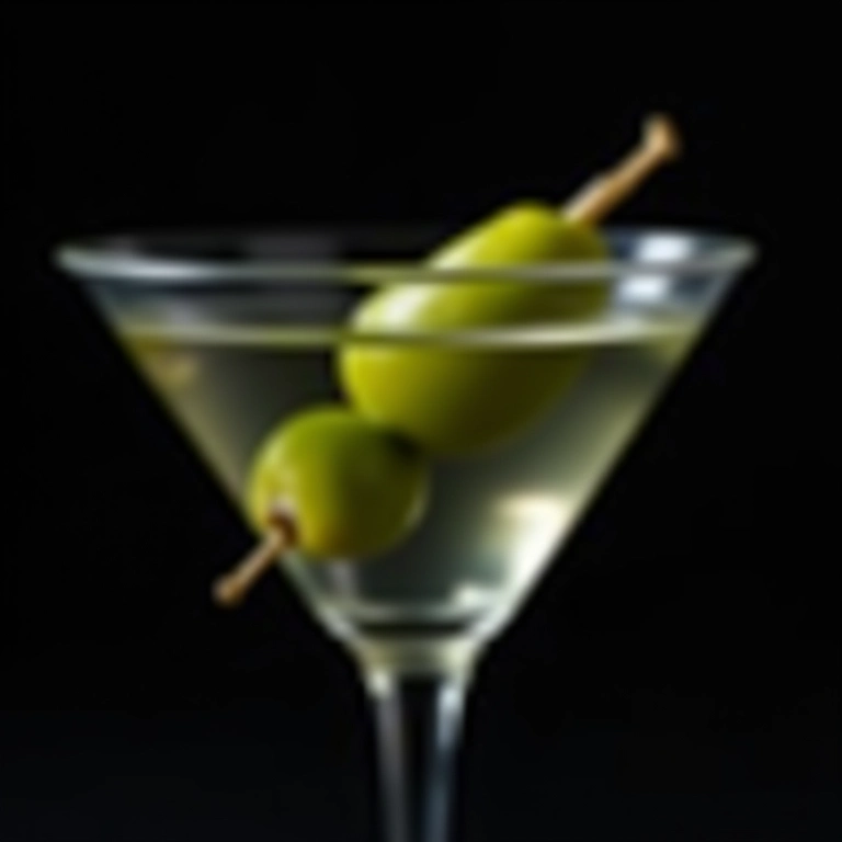 Martini decorado com azeitona verde ou twist de limão.