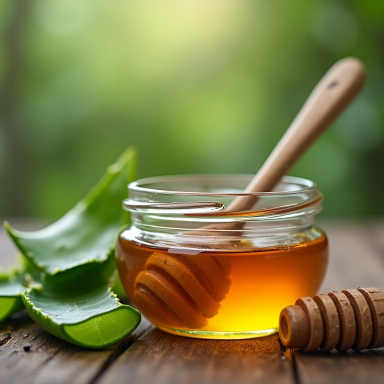 Máscara caseira de hidratação com babosa e mel para cabelos.