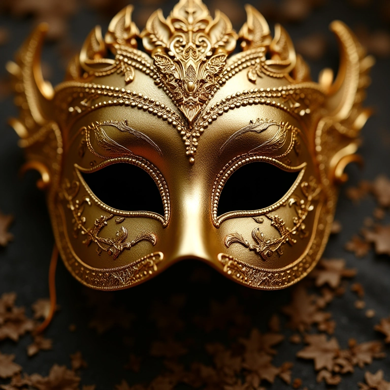 Máscara Niely Gold Brilho Absoluto com detalhes dourados.