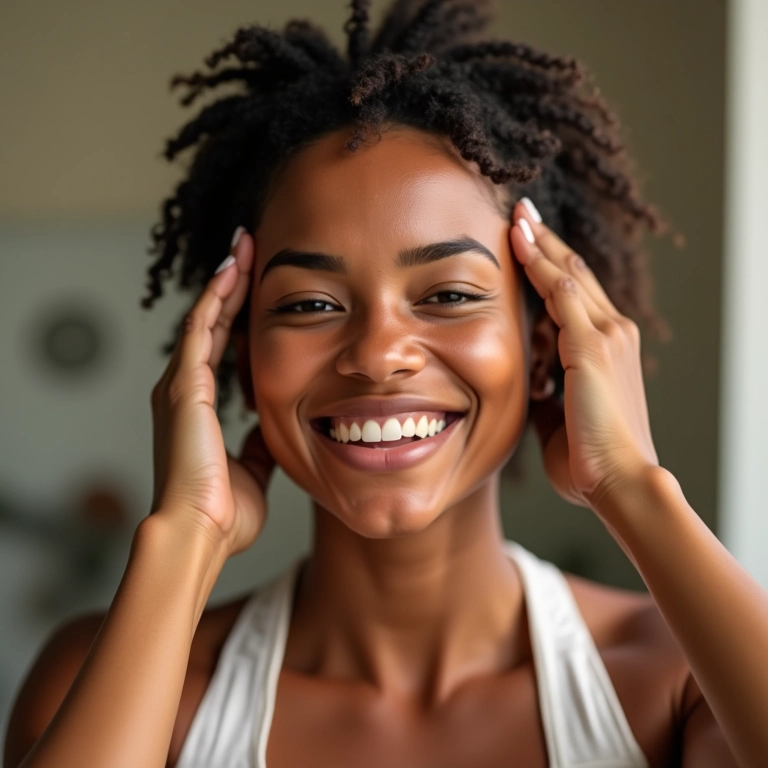 Massagem no couro cabeludo para estimular o crescimento.