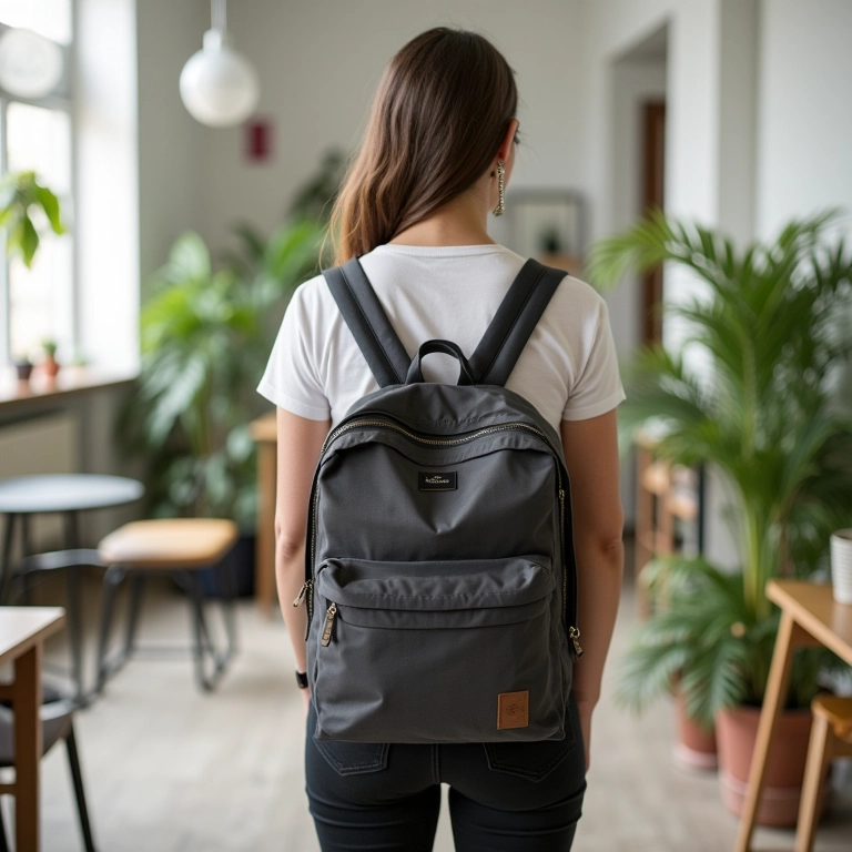 Maxi bolsa utilitária em espaço de co-working com design brasileiro.