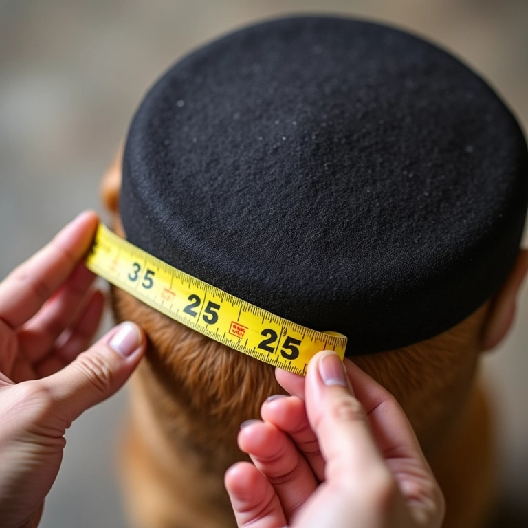 Medindo o tamanho da cabeça para um chapéu pork pie.