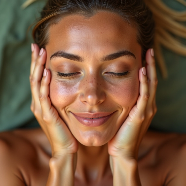 Melhora da circulação sanguínea e luminosidade da pele com massagem facial.