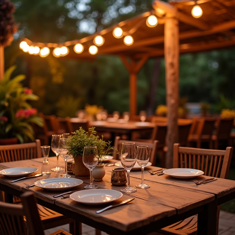Mesa bistrô decorada para uma festa descontraída e funcional.