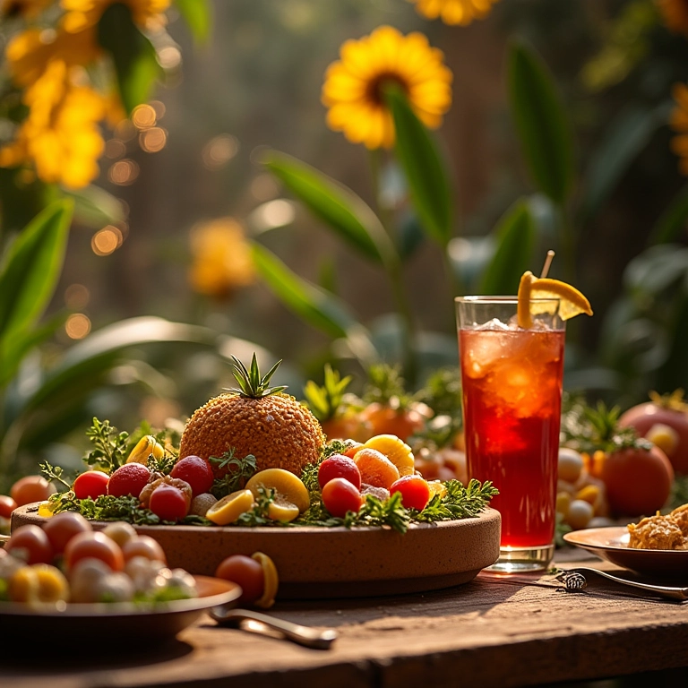 Mesa de festa com decoração temática e estilo definido.