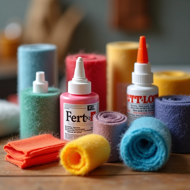 Mini-reviews de diferentes tipos de feltro e marcas de cola para artesanato.