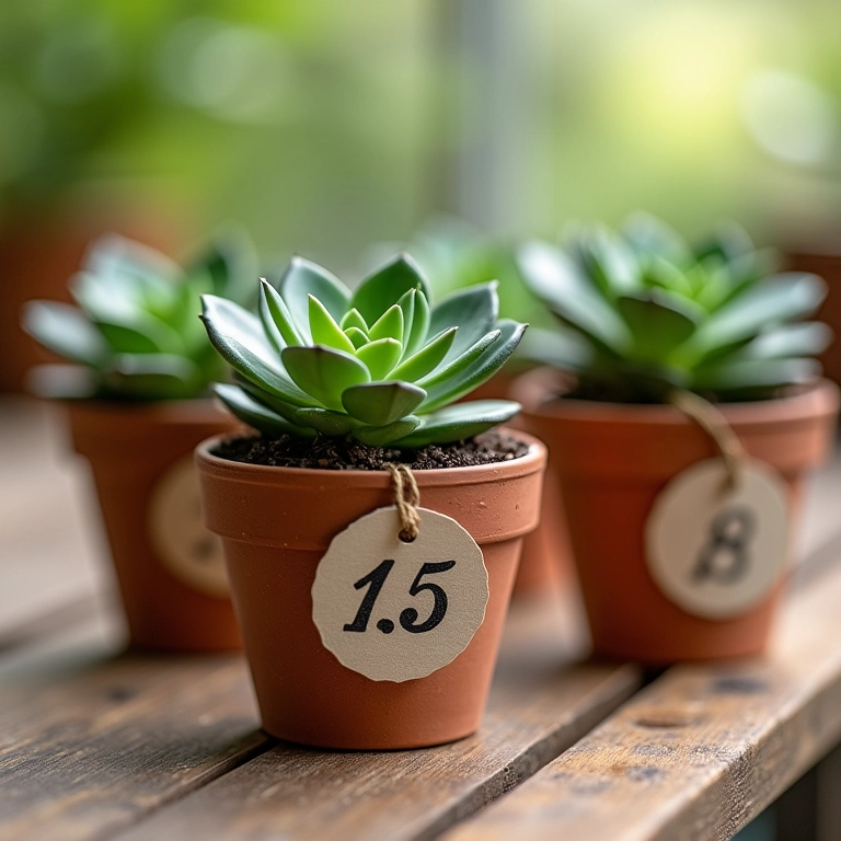 Mini vasinhos de suculentas personalizados como lembrancinhas de 15 anos.