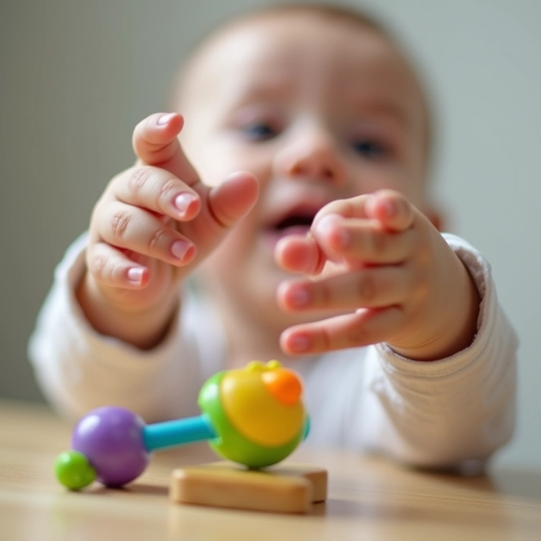 Móbile colorido atraindo a atenção de um bebê, estimulando a curiosidade e o desenvolvimento.