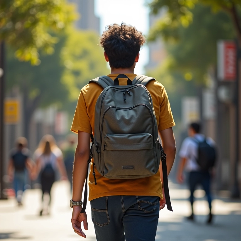 Mochila confortável usada por estudante em universidade de São Paulo.