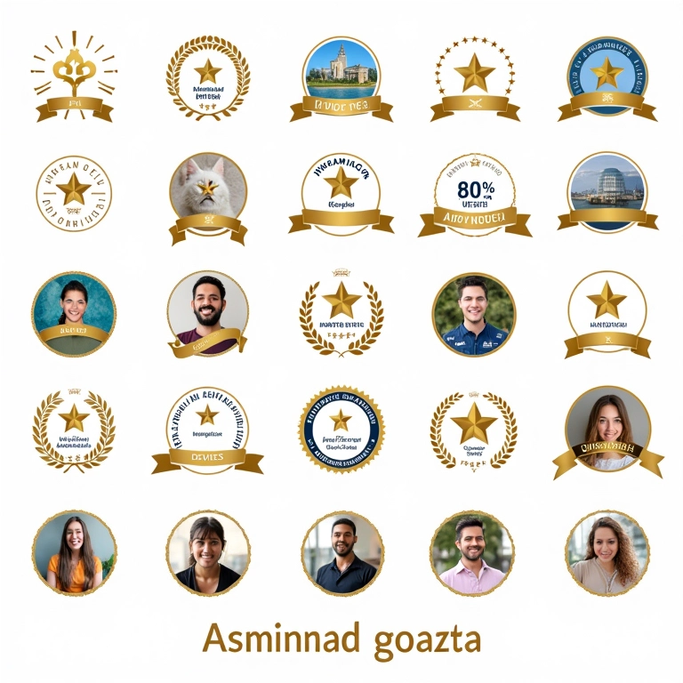 Montagem com avaliações positivas e selos de qualidade de agência.
