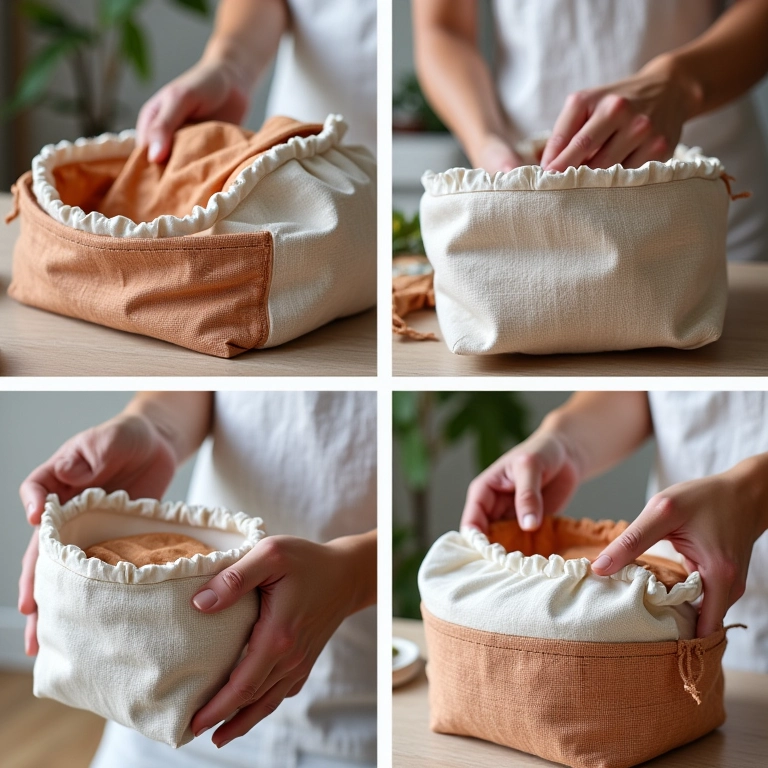 Montagem do porta travessa térmico: costurando as partes.