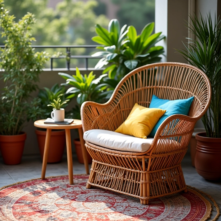 Móveis certos para uma sacada pequena e aconchegante.