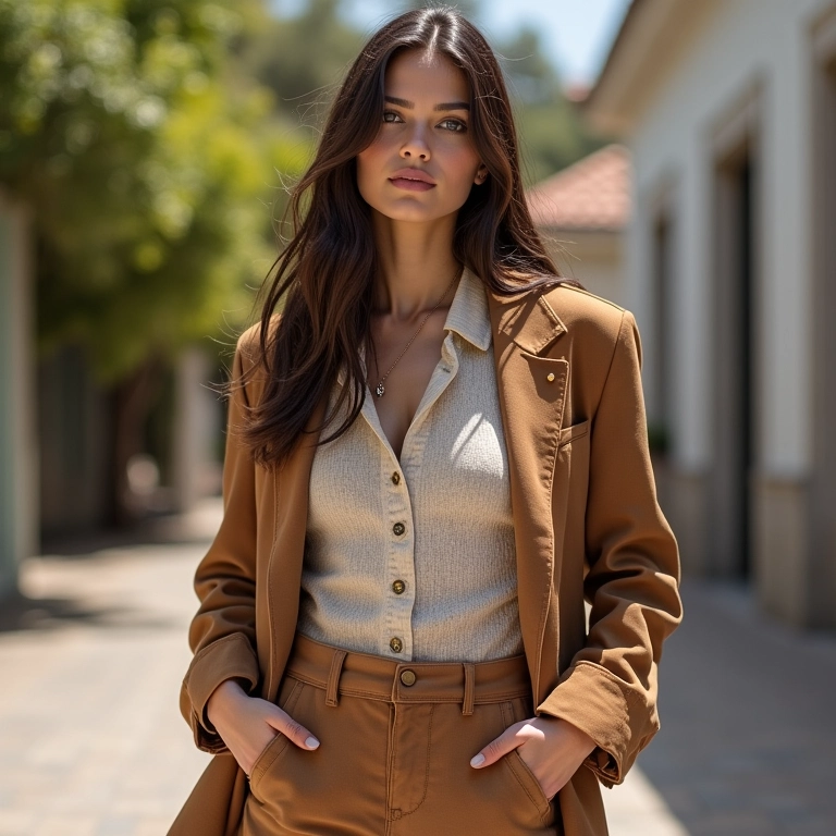 Mulher adapta tendências da Semana de Moda de Paris para o dia a dia no Brasil.