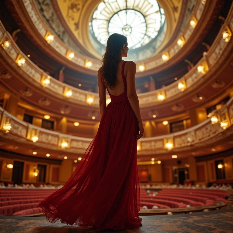 Mulher admirando a arquitetura do Teatro Amazonas, em Manaus.