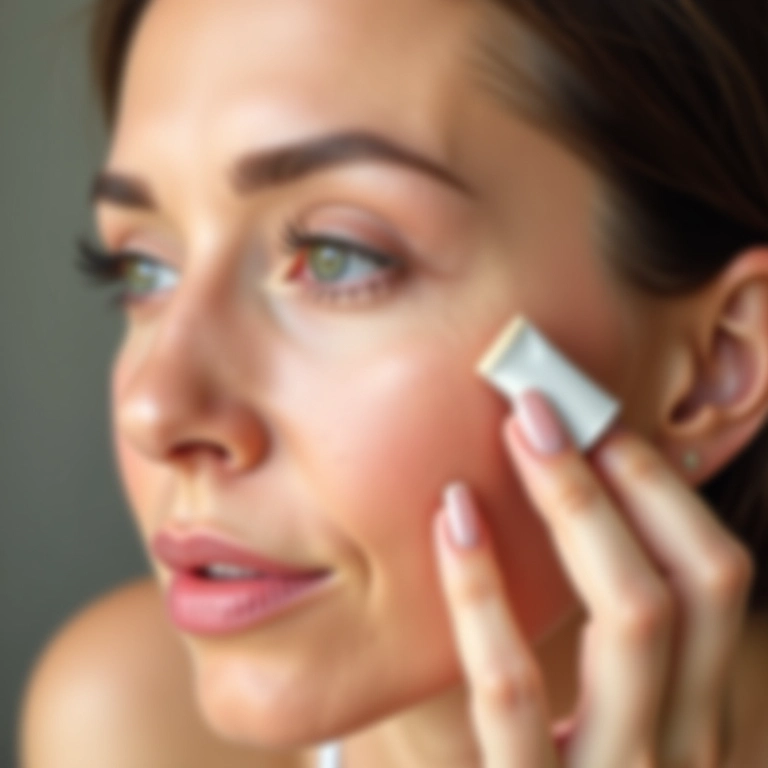 Mulher aplicando corretivo apenas onde necessário.