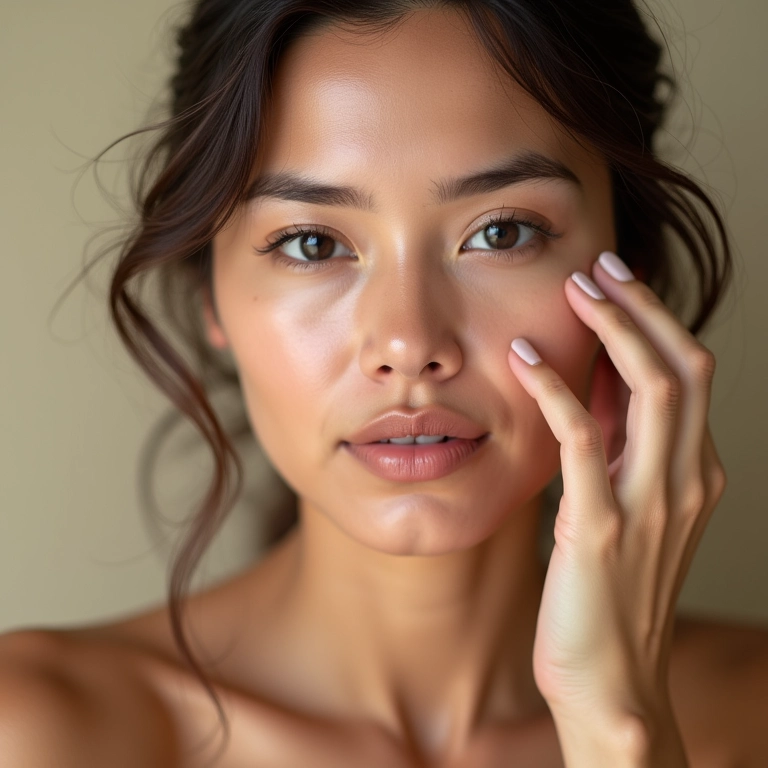 Mulher aplicando corretivo líquido para um look natural.