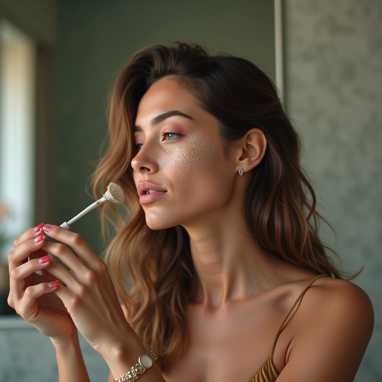 Mulher aplicando henna em creme no cabelo em um banheiro.