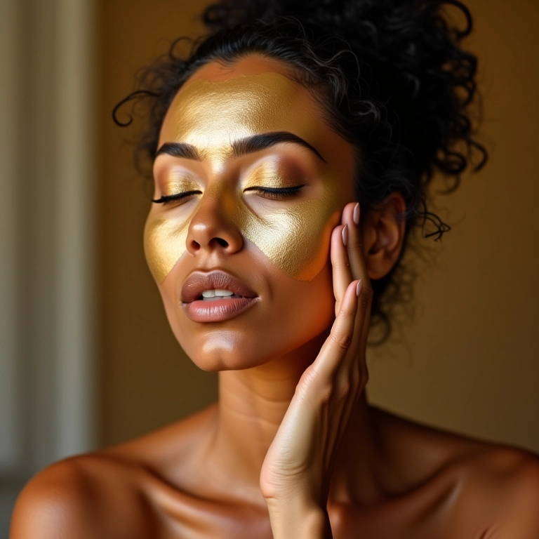 Mulher aplicando máscara reconstrutora Absolut Repair Gold Quinoa.