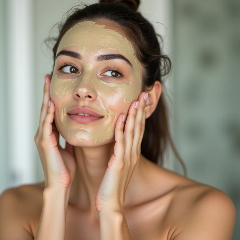Mulher aplicando matizador caseiro no cabelo em casa.