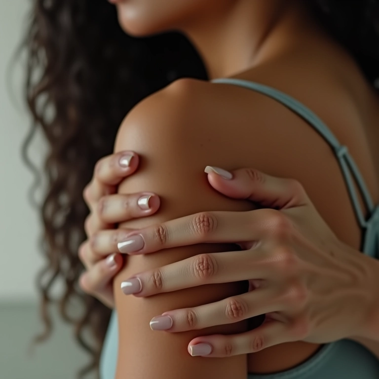 Mulher aplicando Minancora na axila com expressão de esperança.