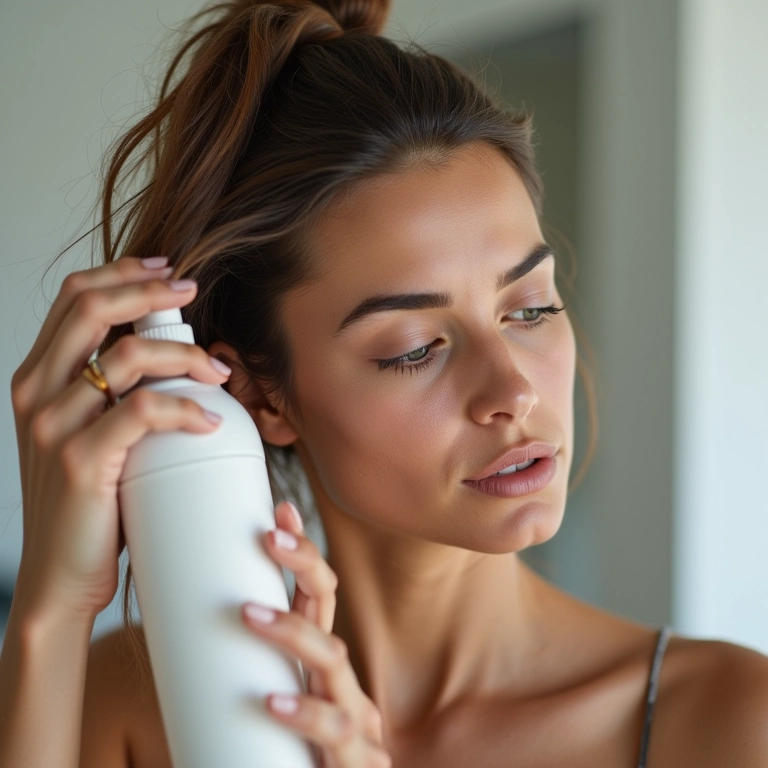 Mulher aplicando mousse texturizador no cabelo fino