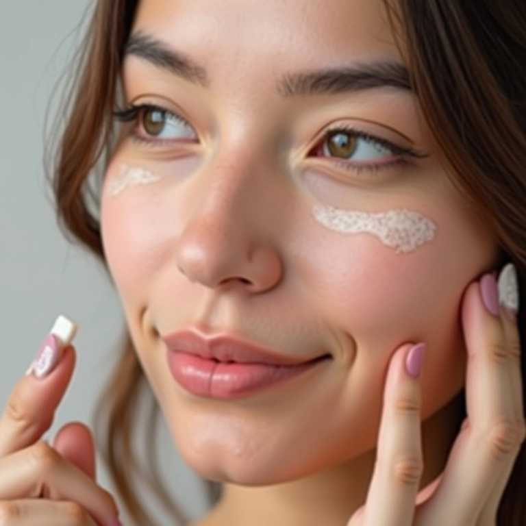 Mulher aplicando primer colorido para neutralizar imperfeições na pele.