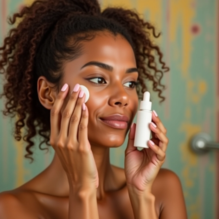 Mulher aplicando primer facial.