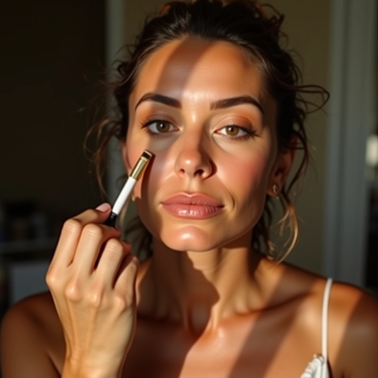 Mulher aplicando primer iluminador para um glow natural e sofisticado.