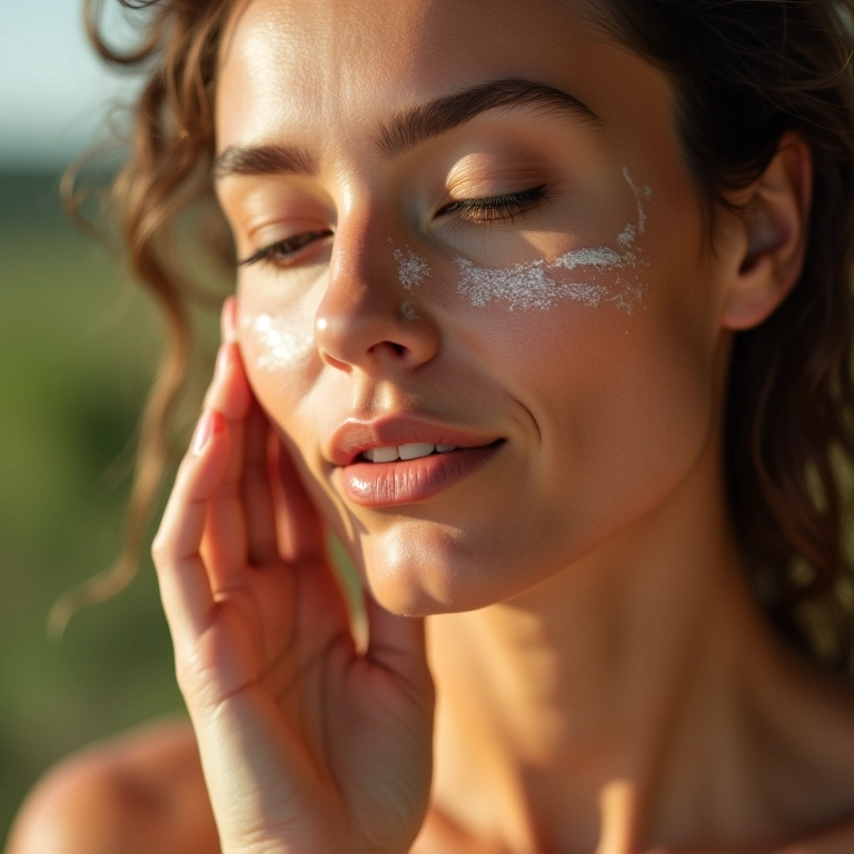 Mulher aplicando sérum de ácido hialurônico no rosto.