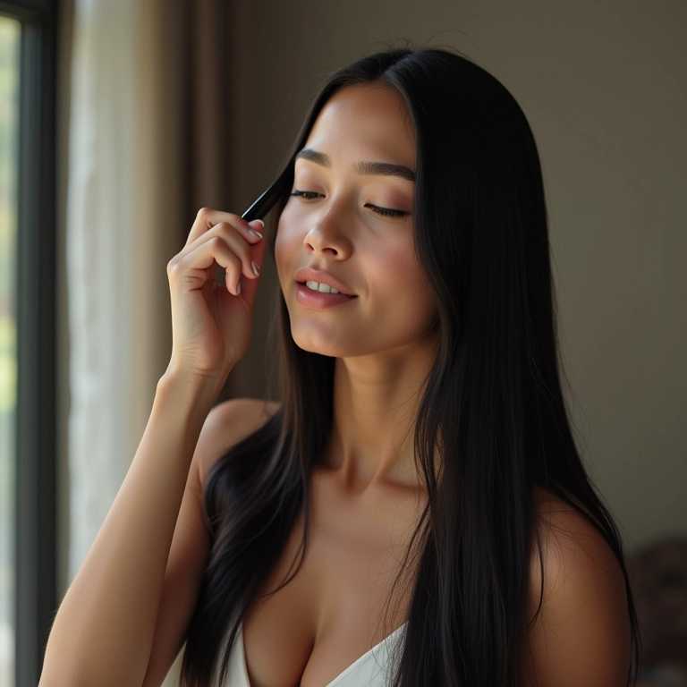 Mulher aplicando tonalizante em casa, perfeito para iniciantes.