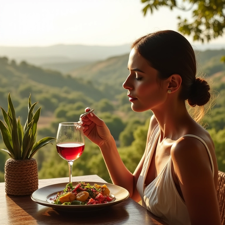Mulher apreciando refeição gourmet no Fasano Boa Vista, São Paulo.