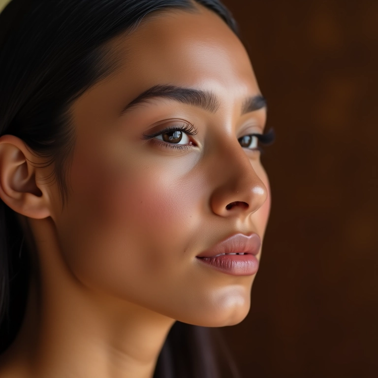 Mulher brasileira aplicando maquiagem para cobrir melasma, mostrando o antes e depois.