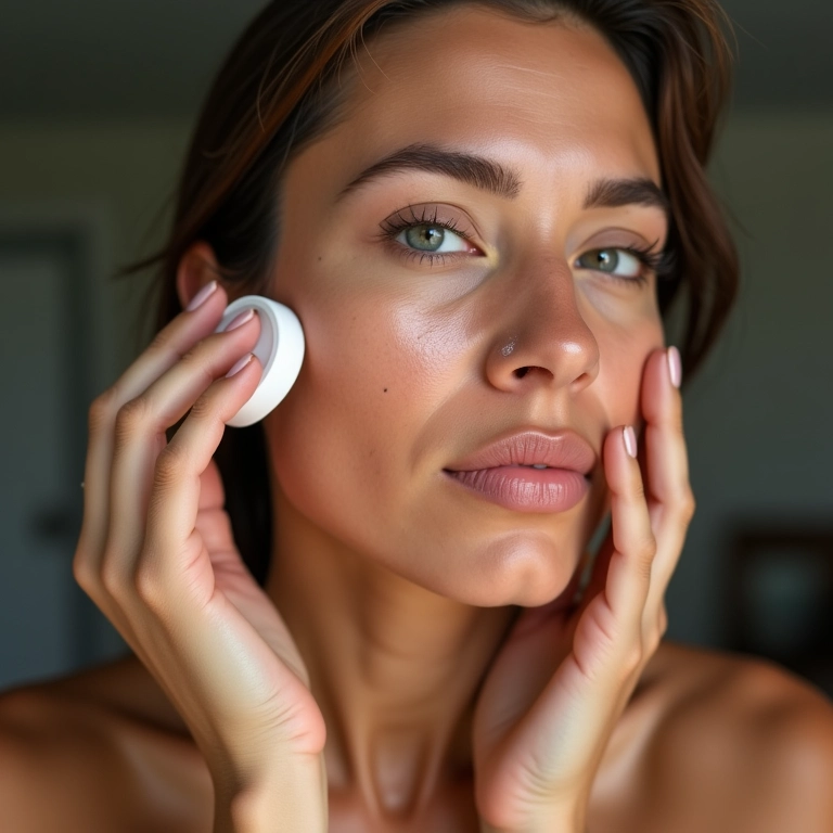 Mulher brasileira hidratando o rosto com hidratante leve.