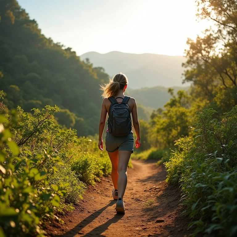 Mulher caminhando sozinha na natureza, afastamento crucial.