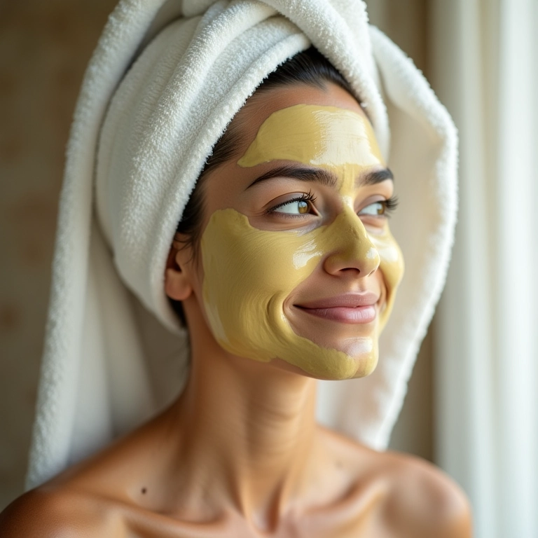 Mulher com cabelos hidratados com máscara de abacate e mel.