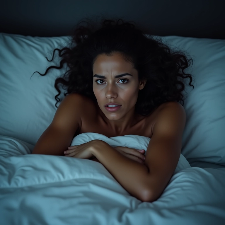 Mulher com dificuldade para relaxar.