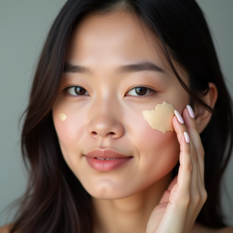 Mulher com pele oleosa aplicando corretivo matte.