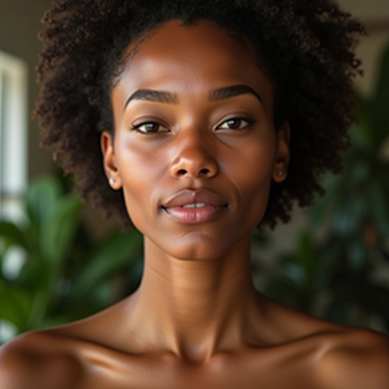 Mulher com pele radiante e maquiagem minimalista, representando o skinimalism.