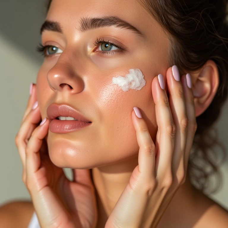 Mulher com pele seca aplicando primer hidratante para uma pele radiante.