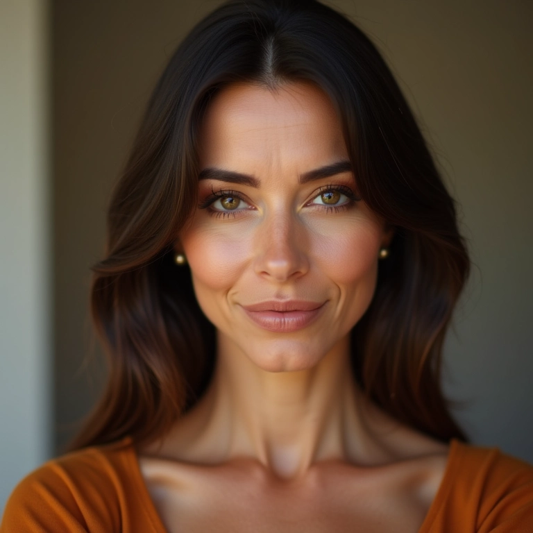 Mulher com sombra esfumada em tons terrosos, beleza natural em ambiente brasileiro para o Dia das Mães.