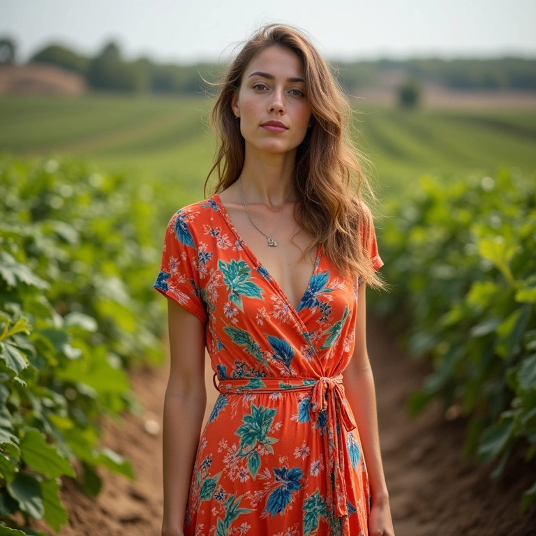 Mulher confortável e elegante em vestido envelope de jersey de algodão.