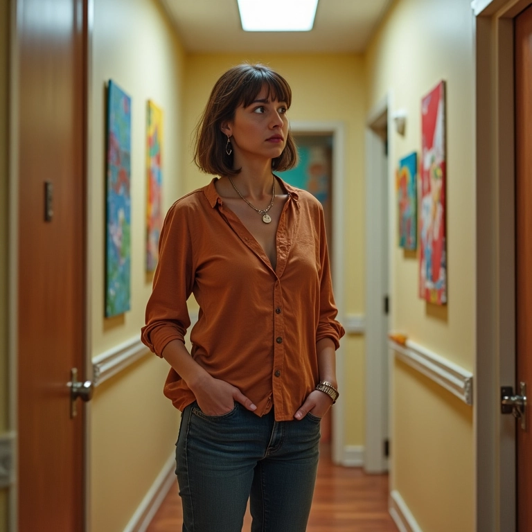 Mulher confusa procurando chaves, ilustrando problemas de memória.