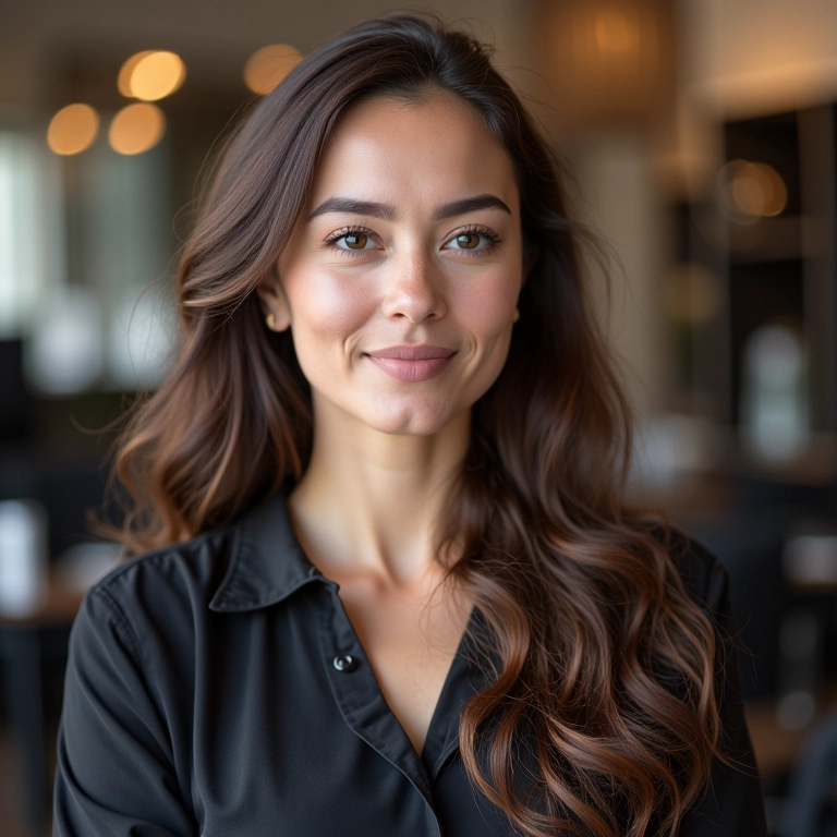 Mulher consultando cabeleireiro em salão de beleza.