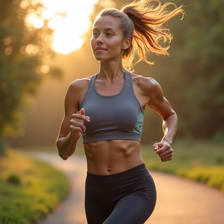 Mulher correndo ao ar livre com roupa dry fit, mostrando a tecnologia que absorve o suor.