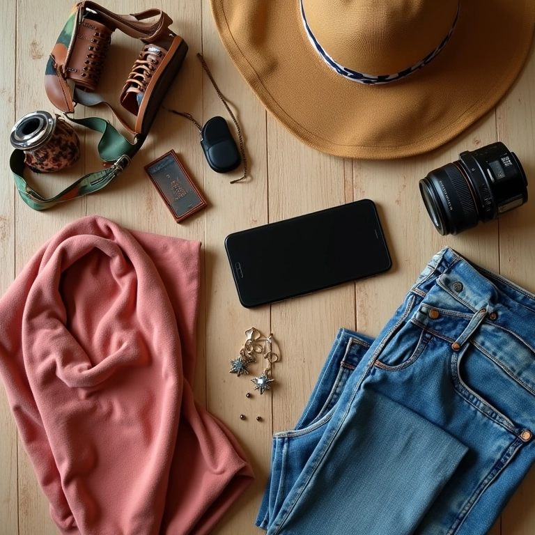 Mulher criando conteúdo de moda para redes sociais.