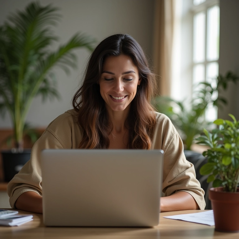 Mulher definindo limites entre trabalho e família.
