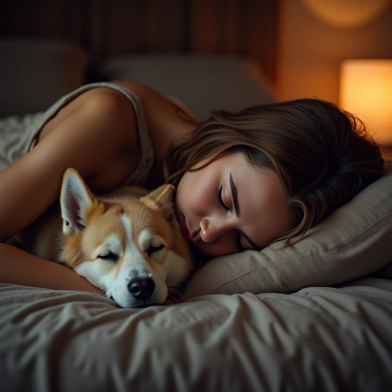 Mulher dormindo com sleeping pack capilar para hidratação noturna.