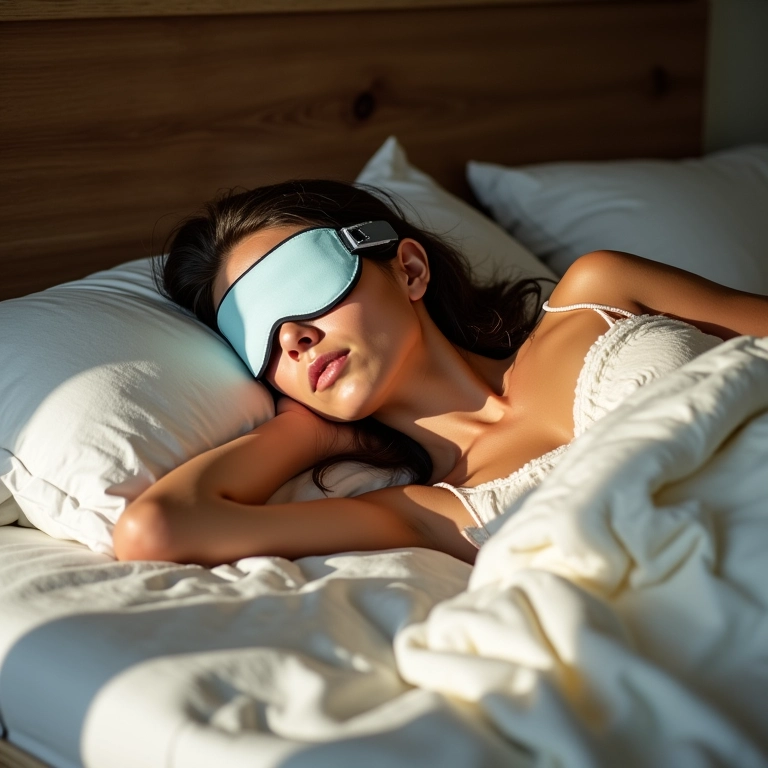 Mulher dormindo tranquilamente em uma cama confortável.