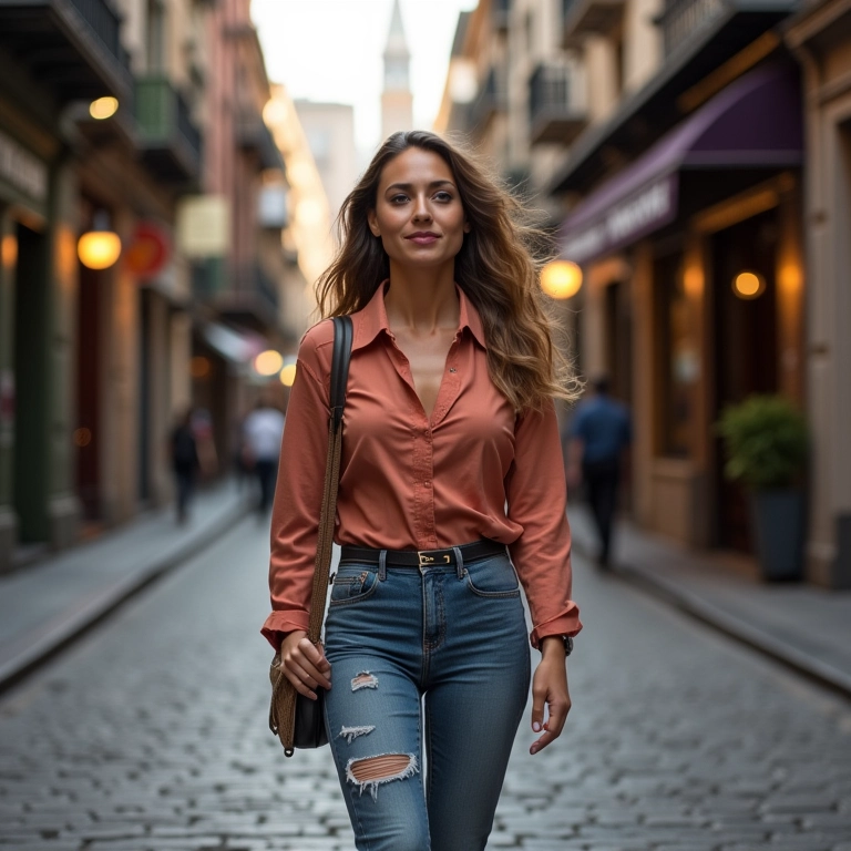 Mulher elegante caminhando em Buenos Aires