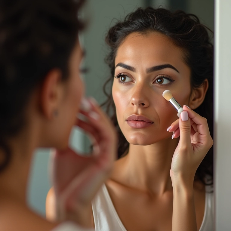 Mulher escolhendo o corretivo ideal.